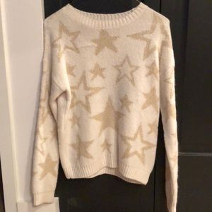 Ivory and gold metallic star sweater by ecote